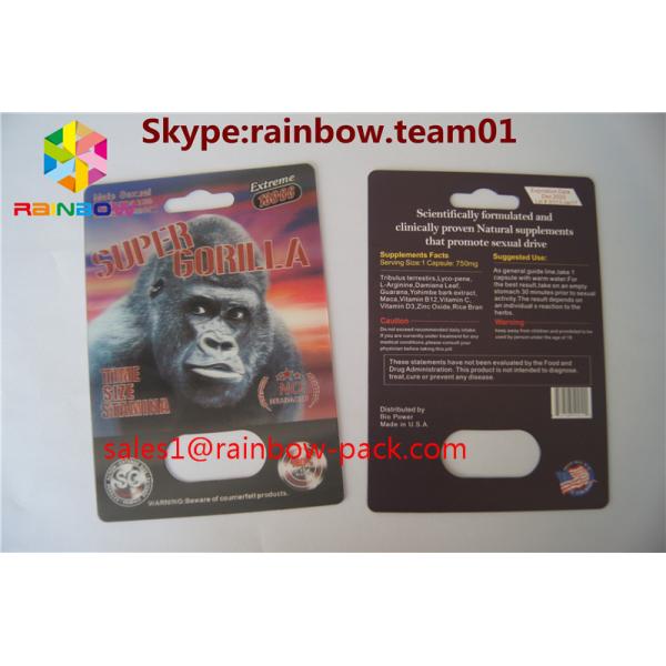 3D printing card FX 25000 lenticular plastic 3D card Custom printed rhino V7 3D sex pillspackaging 3D sex pill card