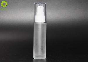  Frosted Moisturizer Glass Bottle , Round Essence Oil Empty Glass Pump Bottles Manufactures