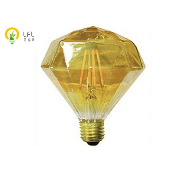 4W 2200K Flat Diamond Decorative LED Bulbs With Golden Glass D64*148mm