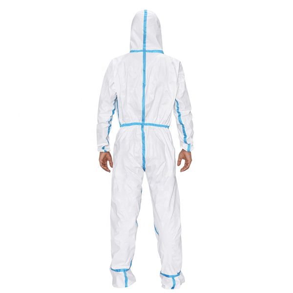 Knitted Cuff Disposable Protective Suit Waterproof Non Woven Surgical Applied