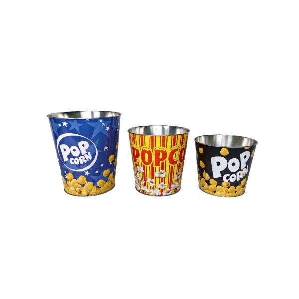 DADI Metal Popcorn Bucket Tinplate Bucket 3D Tin Popcorn Bucket CMYK PMS Color