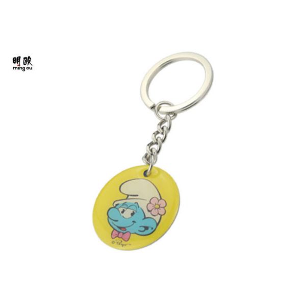 Popular Customized SS Key Chain With Epoxy Protection Logo, Round Shaped