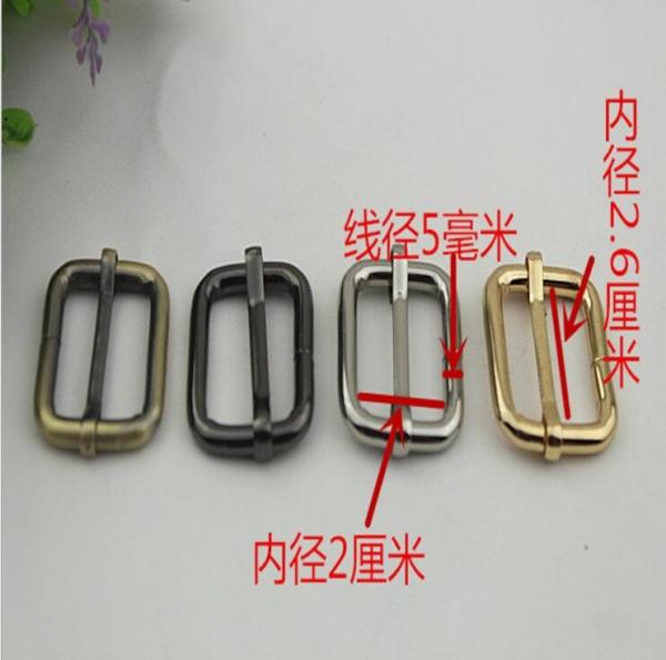 Hot sales hanging brush anti brass color 26 mm iron adjust square ring adjustable buckle for bags