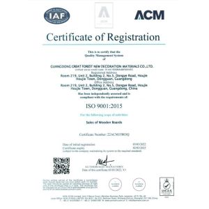 Guangdong Great Forest New Decoration Materials Co.,LTD. Certifications