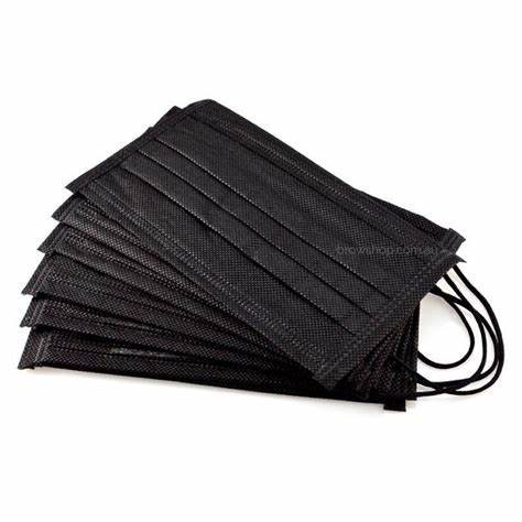 Black Color 3 Ply Non Woven Face Mask Lint Free High Filtration Efficiency