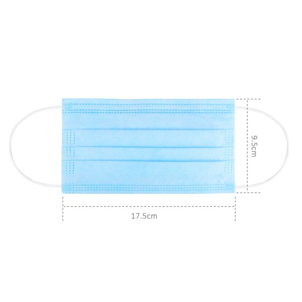 Hospital 3 Ply Disposable Face Mask , Blue Disposable Earloop Face Mask