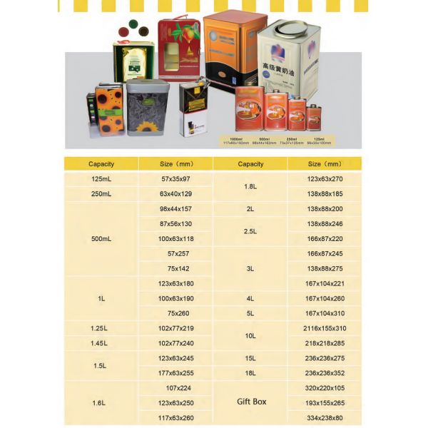 DADI 2 Liters 0.53 Gallons Olive Oil Cans, 67.6 Oz Edible Oil Can Rectangle Food Oil Can