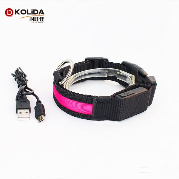 Factory Supply Neck Designs Light Strip Leather Dog Collar