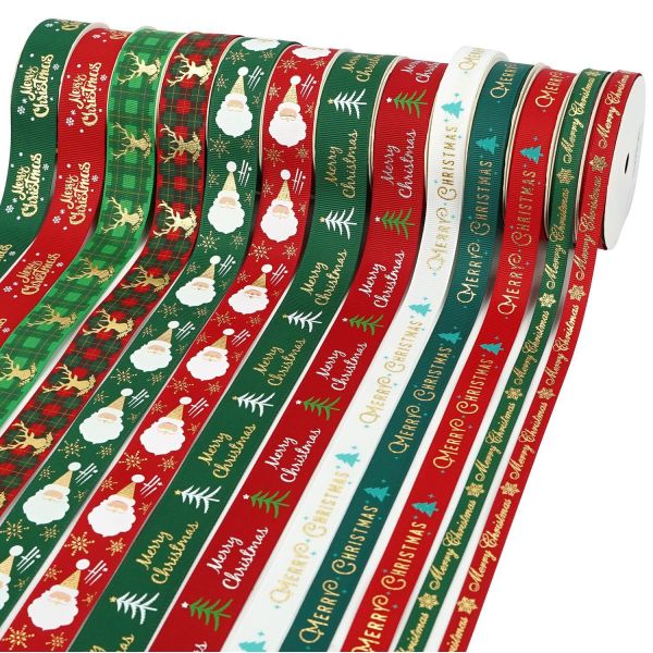 Custom Christmas Grosgrain Ribbon With Printed Designs Wholesale Decorative Ribbon