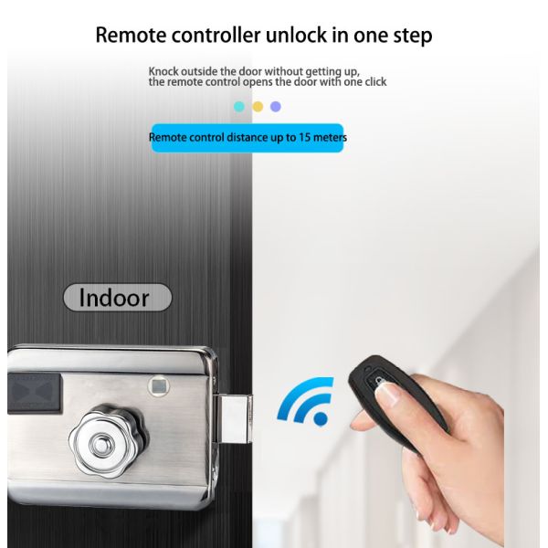 Bluetooth Electronic Keyless Rim IP65 Outdoor Gate Automatic Front Door Locks