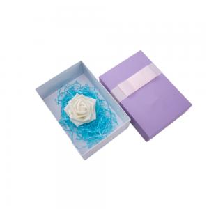  Paper Gift Box Packaging / Wedding Flowers Gift Purple Gift Box White Bow Manufactures