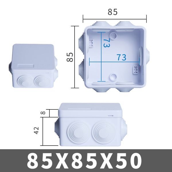 85x85x50mm IP65 ABS Waterproof Junction Box Knockout Holes With Stopper