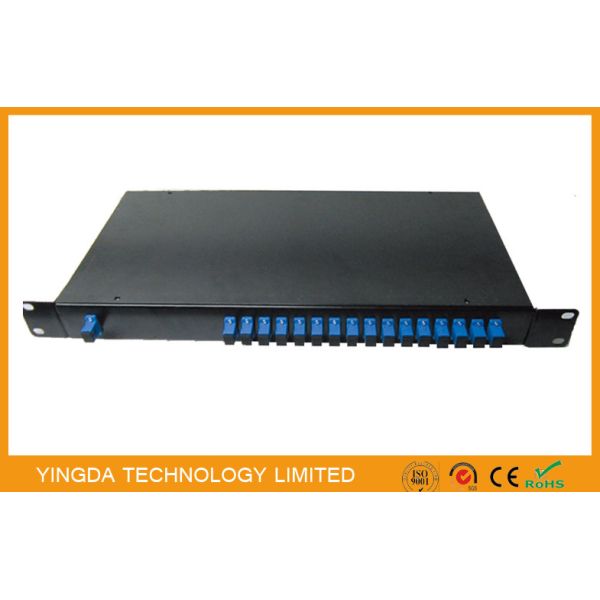 Epon PLC Fiber Optic power splitter 1x16 1260-1650nm In 19 Rack Mount 2mm Sm Cable