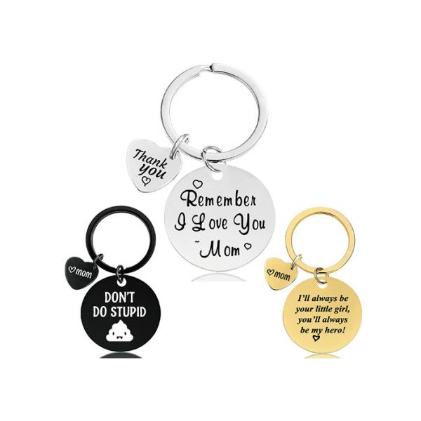 Key chain pendant Mother's Day gift Christmas stainless steel hanging ornaments engraved words logo key chain wholesale