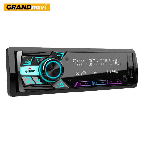GRANDnavi Universal Single Din MP3 Car Radio Colorful Light Physical Button FM Aux USB TF Card BT