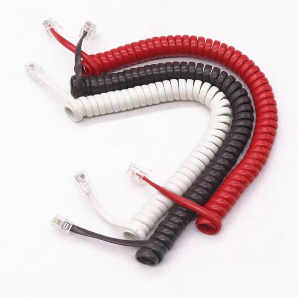 High Quality Copper Telephone Cable Line Telephone Coild Cord Spiral Cord 4p4c Handset P+P Cable