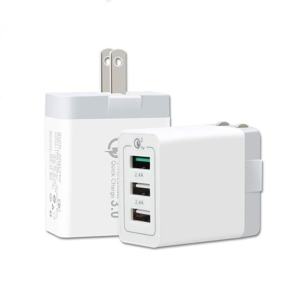3 Port USB Wall Chargers 240VAC 60Hz QC 3.0 For Travel EU US Adapter ROHS