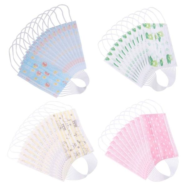 Antibacterial Children'S Disposable Face Masks High Filtration Capacity Colorful