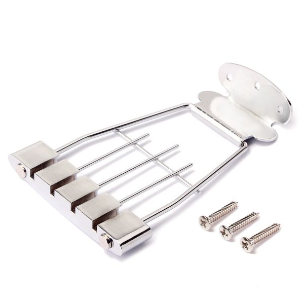 Jazz Bass Bridge Tailpiece Silver 4 Strings Low Tailpieces Replacement Zinc Alloy