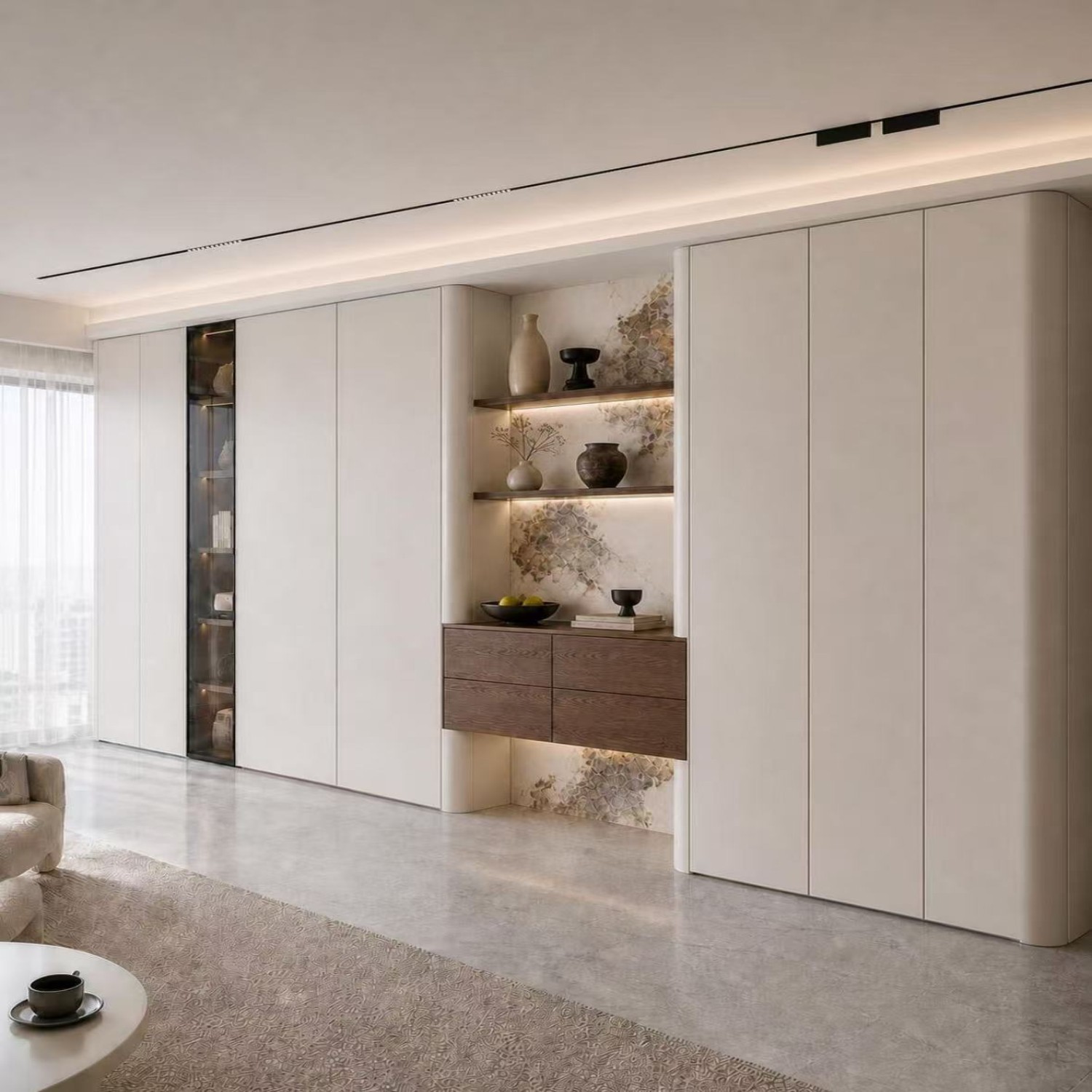 Cream White + Walnut, full‑on premium aesthetic 