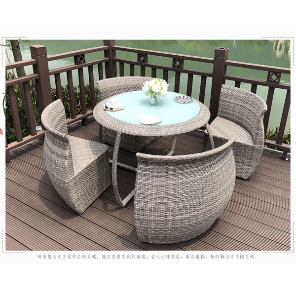 Outdoor Rattan Table And Chairs Set , Garden Patio Table Set UV Resistant