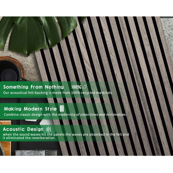 Modern Acoustic Wood Slat Panel Decor Interior Grooved Acoustic Wall Panel