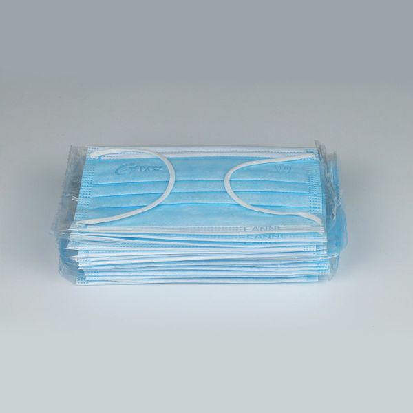 Blue Non Woven No Irritation 3 Ply Individual Packaging Face Masks