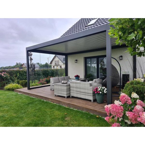 Waterproof Louver Blade Roof Awning Waterproof Aluminum Frame Pergola Awnings