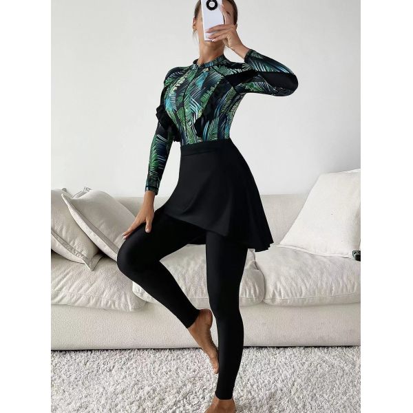 Long Sleeved Trousers Muslim Swimming Costume Conservative Burkini Hijab Swimwear