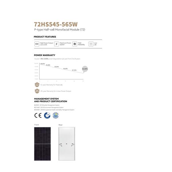 High Reliability Tongwei Solar Panel 144 Cells 550 Watt Monocrystalline Solar Panel 545W 555W 560W 565W