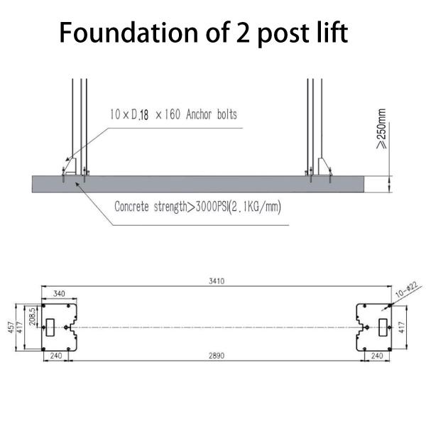 1820mm 4 Ton Car Lifting Machine With Clear Floor 2 Post Automotive Lifts