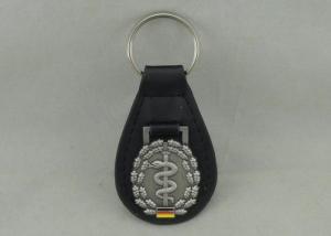  Germany Personalized Leather Key Chains , Zinc Alloy Antique Silver Soft Enamel Keyring Manufactures