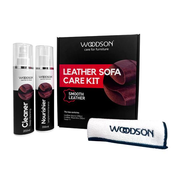 Smooth Leather Sofa Care Kit Leather Cleaner and Nourisher Premium Smooth Leather Furniture Cleaning Kit Complete Care for Smooth Leather Sofas, Chairs, and Upholstery