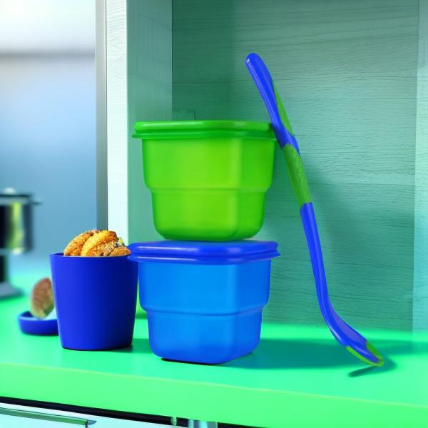 2pcs BPA Free Airtight Plastic Baby Food Storage Container With Spoon