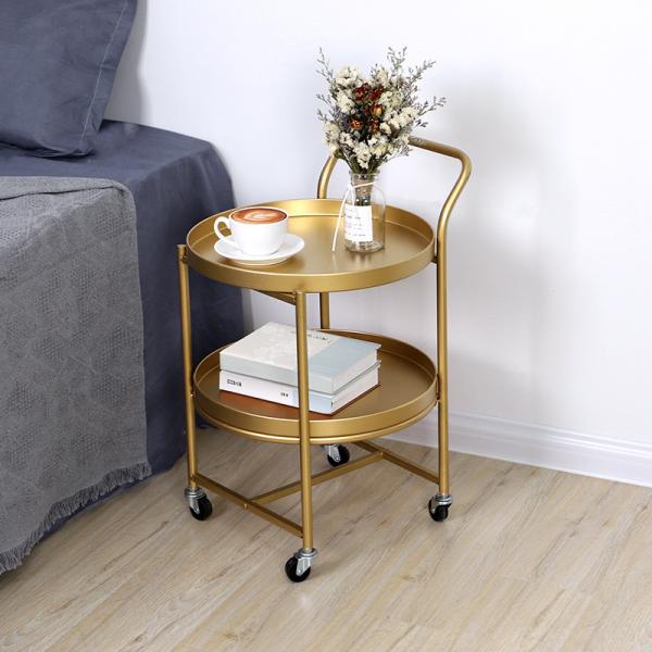 Double Layer 63cm Height Metal Frame Coffee Table Mobile Golden