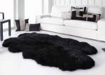 Smooth Surface Black Fur Throw Blanket , Black Extra Large Sheepskin Rug