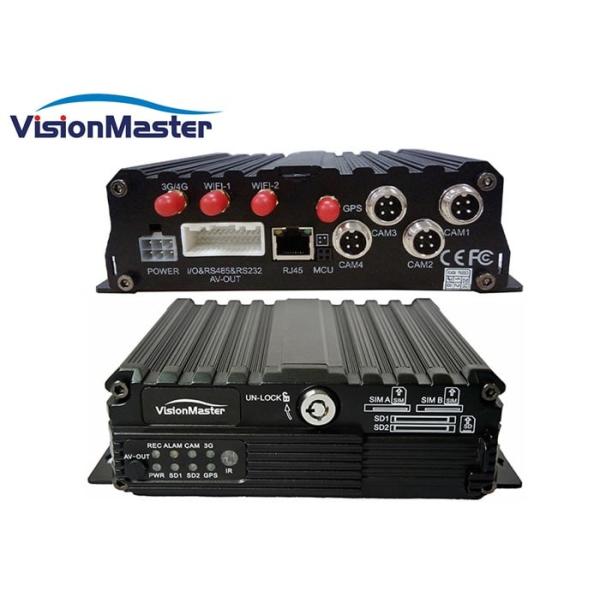 Dual SD Card Vehicle Mobile DVR GPS Tracker 4 Channel PA / NTSC Video Signal