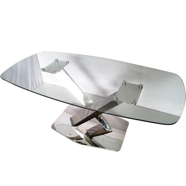 Glass dining table restaurant stainless steel dining room sets table and chairs