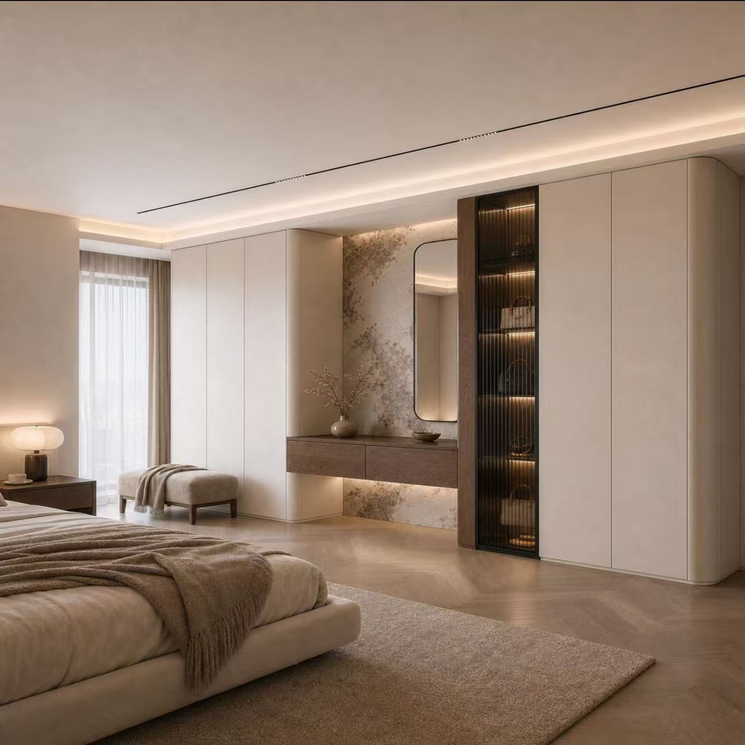 Cream White + Walnut, full‑on premium aesthetic 