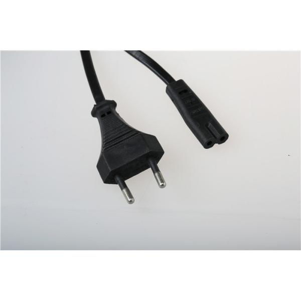 Black Ac Power Cord , Eu Power Cord Work With Most PCs Monitors