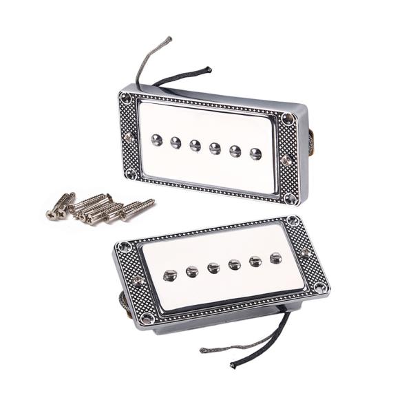 Mini Humbucker Pickups Set With Alnico 5 Magnet Silver Color Cloth Covered Output Line