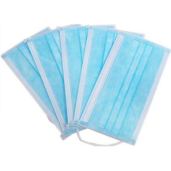 Non Irritating 3 Ply Disposable Face Mask , Hypoallergenic Disposable Blue Mask