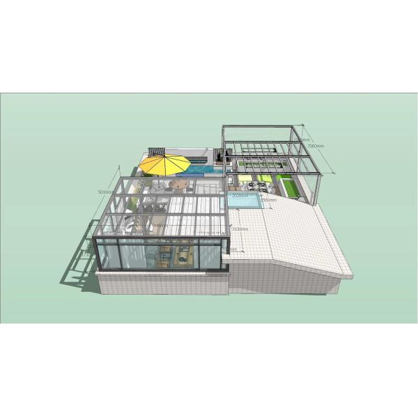 Home Glass Sun Room Easy Installation Rain Resistance Glass Ceiling Sunroom