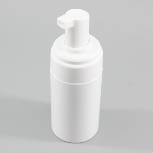White PET Cosmetic Bottle Cylinder Foam Facial Cleanser Bottle 120ml