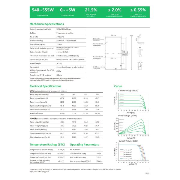 Astronergy 5Semi 540w 545w 550w 555w Solar Panels Battery Photovoltaic Panels For Solar Farm System