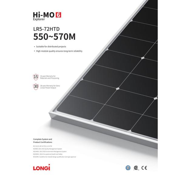 Hi Mo Longi Bifacial Solar Panels 550W 565W 570 Bifacial Double Glass Solar Panels