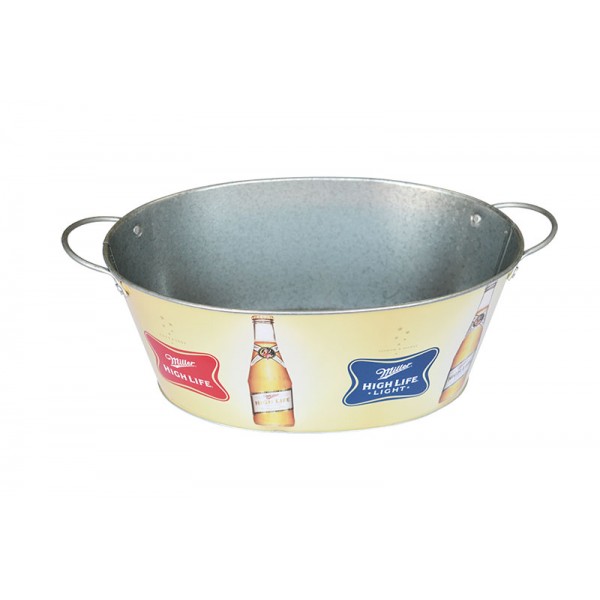 DADI 7.5L Oval Galvanized Tinplate Metal Ice Bucket Galvanized Cooler Tub Eco Friendly