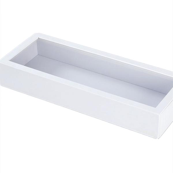 Flip Top PVC Window White Rigid Cardboard Necktie Packaging Box Magnetic Closure