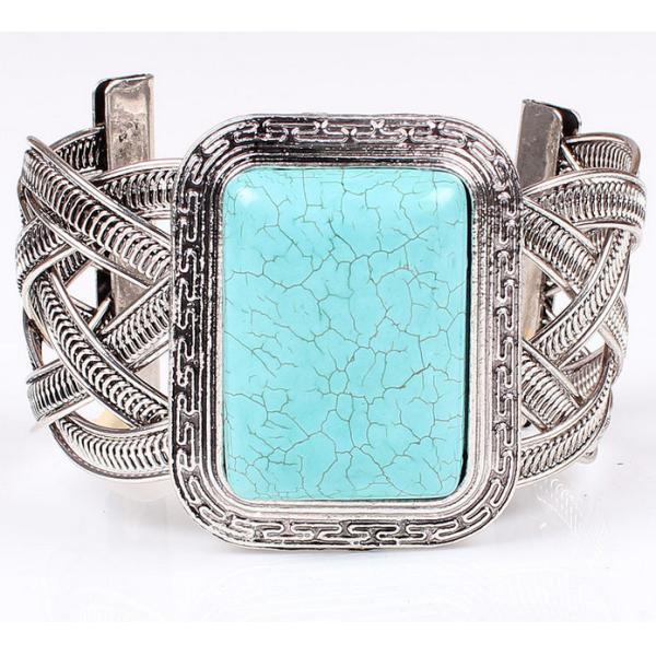 Classic retro alloy jewelry turquoise jewelry bracelet opening half
