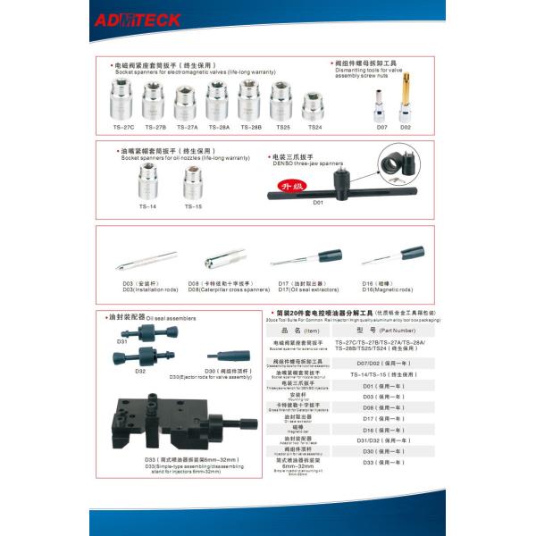 Thermal Treatment 20pcs Tool Suite Common Rail Injector Tools , Easy To Operate
